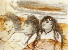 Копия картины "три девушки сидят ан фас" художника "дега эдгар"