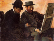 Картина "ценители (поль лафонд и альфонс шерфилс изучают картину)" художника "дега эдгар"