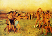 Репродукция картины "спартанские девушки вызывают на состязание юношей" художника "дега эдгар"