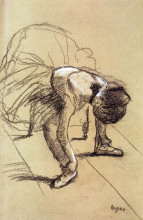 Картина "сидящая танцовщица поправляет балетки" художника "дега эдгар"