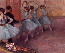 Репродукция картины "танцовщицы в светло-голубом (репетиция в танцевальной студии)" художника "дега эдгар"