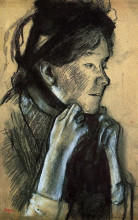 Картина "женщина завязывает ленты шляпы" художника "дега эдгар"