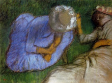 Репродукция картины "молодые женщины отдыхают на поле" художника "дега эдгар"