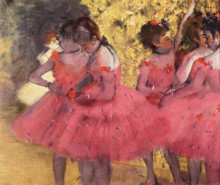 Картина "розовые танцовщицы, перед балетом" художника "дега эдгар"