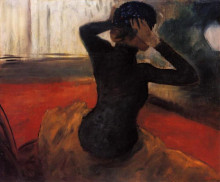 Репродукция картины "женщина примеряет шляпку" художника "дега эдгар"