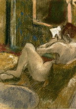 Картина "обнаженная со спины за чтением" художника "дега эдгар"