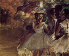 Репродукция картины "три танцовщицы за сценой" художника "дега эдгар"