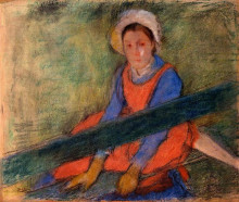 Копия картины "женщина сидит на скамейке" художника "дега эдгар"