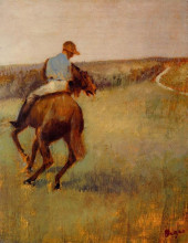 Копия картины "жокей в синем на гнедом коне" художника "дега эдгар"
