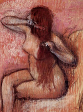 Копия картины "сидящая обнаженная расчесывает волосы" художника "дега эдгар"