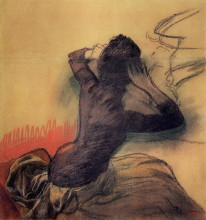 Репродукция картины "сидящая женщина поправляет волосы" художника "дега эдгар"