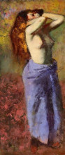 Копия картины "женщина в синем халате с обнаженным торсом" художника "дега эдгар"