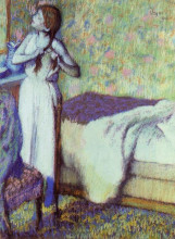 Репродукция картины "девушка заплетает косу" художника "дега эдгар"