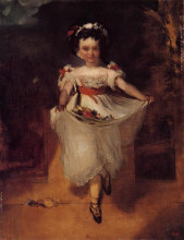 Репродукция картины "девочка, несущая цветы в фартуке" художника "дега эдгар"