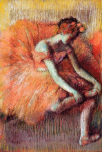Репродукция картины "танцовщица поправляет балетку" художника "дега эдгар"