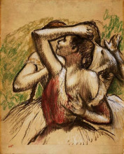 Репродукция картины "балерины. одна из них вт емно-красном корсаже" художника "дега эдгар"