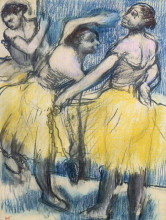 Копия картины "три танцовщицы в желтых пачках" художника "дега эдгар"