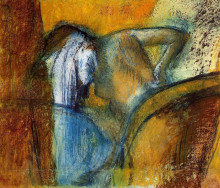Репродукция картины "женщина сушит волосы, вид сзади" художника "дега эдгар"