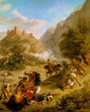 Копия картины "перестрелка арабов в горах" художника "делакруа эжен"
