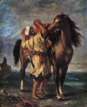 Картина "марокканец седлающий коня" художника "делакруа эжен"