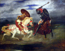 Репродукция картины "сражение рыцарей" художника "делакруа эжен"