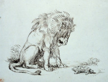 Картина "лев и черепаха" художника "делакруа эжен"