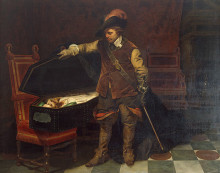 Репродукция картины "cromwell before the coffin of charles i" художника "деларош поль"