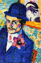 Репродукция картины "man with a tulip (also known as portrait of jean metzinger)" художника "делоне робер"