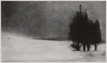 Репродукция картины "three trees in a snowy landscape" художника "демаши робер"