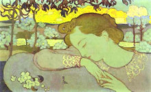 Репродукция картины "sleeping woman" художника "дени морис"