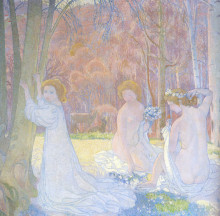 Копия картины "figures in a spring landscape" художника "дени морис"