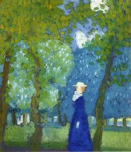 Репродукция картины "woman in blue" художника "дени морис"