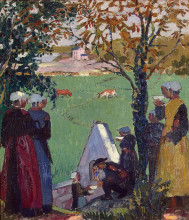 Копия картины "the sacred spring at guidel" художника "дени морис"