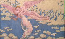 Репродукция картины "panel 7. cupid carrying psyche up to heaven" художника "дени морис"