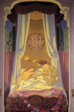 Картина "psyche discovers that her secret lover is cupid" художника "дени морис"