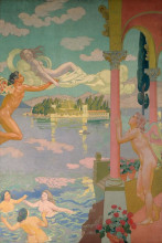 Копия картины "panel 2. zephyr transporting psyche to the island of delight" художника "дени морис"