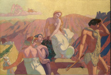 Картина "panel 6. psyche&#39;s kin bid her farewell on a mountain top" художника "дени морис"