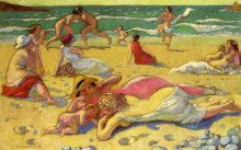 Картина "games in the sand (also known as beach with fighters)" художника "дени морис"