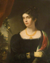 Копия картины "portrait of a woman in a black dress with a gold necklace" художника "джексон джон"