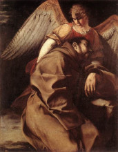 Картина "st. francis supported by an angel" художника "джентилески орацио"
