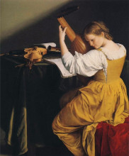 Копия картины "the lute player" художника "джентилески орацио"