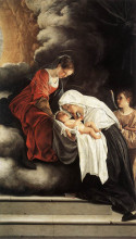 Копия картины "madonna and child in the vision of st francesca romana" художника "джентилески орацио"