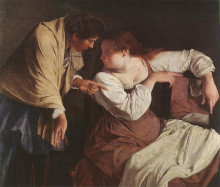 Репродукция картины "two women with a mirror" художника "джентилески орацио"