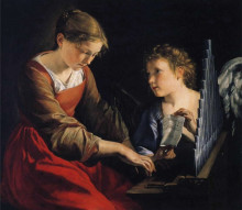 Репродукция картины "saint cecilia with an angel" художника "джентилески орацио"