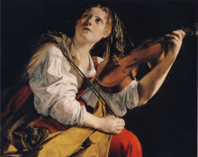 Копия картины "young woman playing a violin" художника "джентилески орацио"