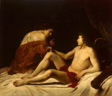 Репродукция картины "cupid and psyche" художника "джентилески орацио"