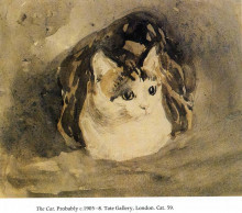 Репродукция картины "the cat" художника "джон гвен"
