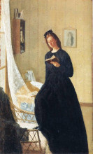 Репродукция картины "girl reading at the window" художника "джон гвен"
