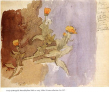 Копия картины "study of marigolds" художника "джон гвен"