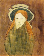 Репродукция картины "little girl wearing large hat" художника "джон гвен"